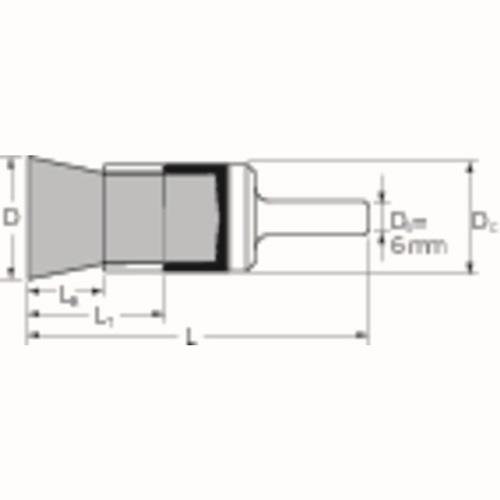 PFERD Pinselbürste PBUR ST D.20mm Schaft Drahtstärke 0,2mm STA 0,2mm 10 St.