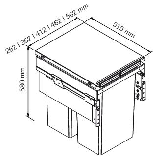 Abfalltrennsystem, ENVI-Space XX Pro, 300er, 1x32/1x1,2 l, hellgrau Vauth Sagel