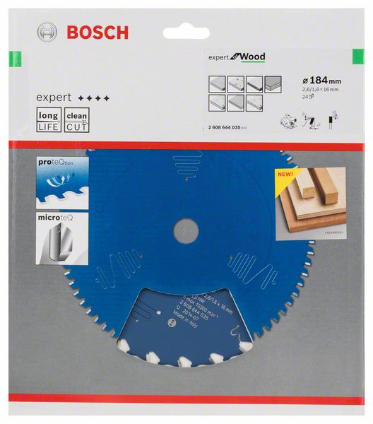 BOSCH Kreissägeblatt Expert for Wood, 184 x 16 x 2,6 mm, 24