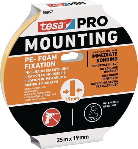 TESA Montageband Mounting PRO PE-Fixation 66957 weiß L.25m B.19mm TESA