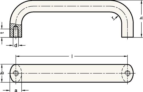 GANTER Bügelgriff GN 565 l 120 ± 0,25mm t min.10mm h 49mm GANTER