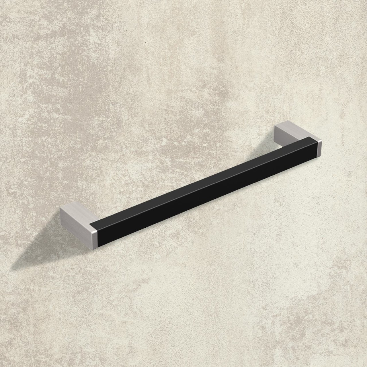 HETTICH Griff Bermeo, •–• 160, L 173 mm, B 12 mm, H 32 mm, Schwarz matt / Edelstahl Optik gebürstet, 9208083