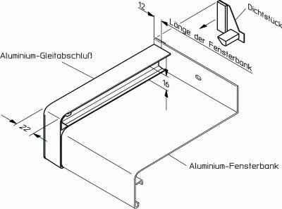 GUTMANN Gleitabschluss MF 400, 195 mm, RAL 7016 matt