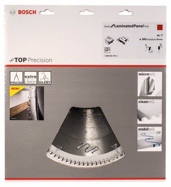 BOSCH Kreissägeblatt Top Precision Best for Laminated Panel Fine 300x30x3,2 mm, 96