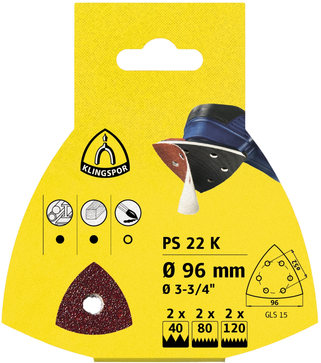 KLINGSPOR Schleifpapier, kletthaftend PS 22 K SB-verpackt