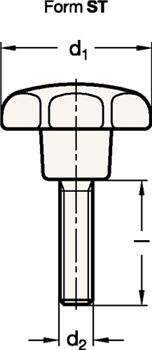 GANTER Sterngriff GN 6336.4 Sterngriffschraube Ku.d1 63mm d2 M 12mm l50mm GANTER