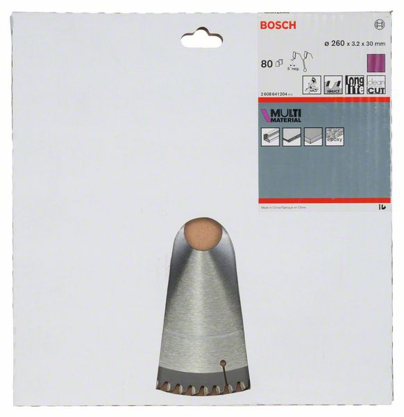 BOSCH Kreissägeblatt Multi Material, 260 x 30 x 3,2 mm, 80