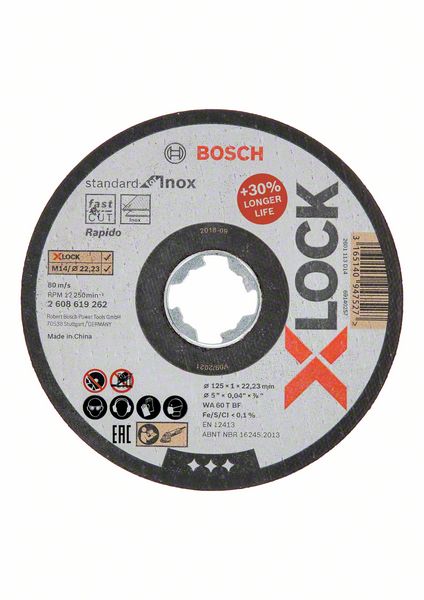BOSCH Trennscheibe X-LOCK gerade Standard for Inox WA 60 T BF, 125 x 1 mm, 1er-Pack