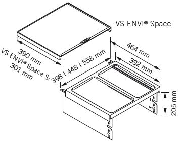 Abfalltrennsystem, ENVI-Space, 600er, 1x22/2x10 l, lavagrau Vauth Sagel