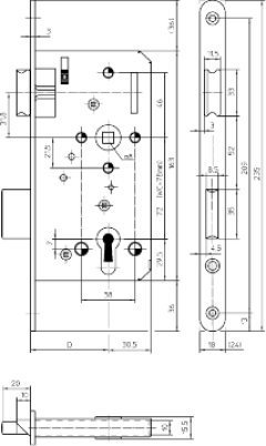 KFV Einsteckschloss WES 115-1/2, Edelstahl 3105070