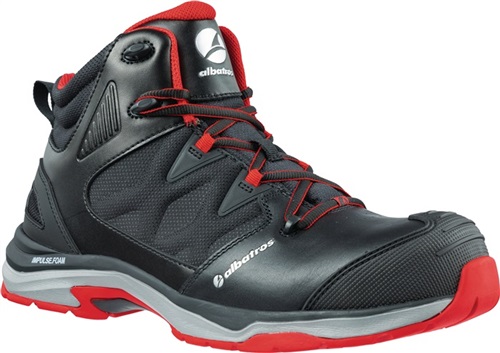 ALBATROS Sicherheitsstiefel ULTRATRAIL BLACK MID Gr.43 schwarz/rot Leder