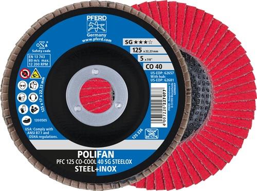 PFERD Fächerscheibe POLIFAN CO-COOL SG STEELOX D.125mm K.40 kon.INOX CO