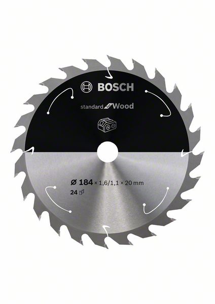 BOSCH Akku-Kreissägeblatt Standard for Wood, 184 x 1,6/1,1 x 20, 24 Zähne