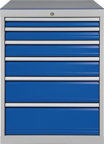 Schubladenschrank H1019xB705xT736mm lichtgrau/signalblau 6 Schubl.