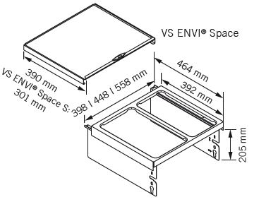 Abfalltrennsystem, ENVI-Space, 500er,1x16/2x10 l, lavagrau Vauth Sagel