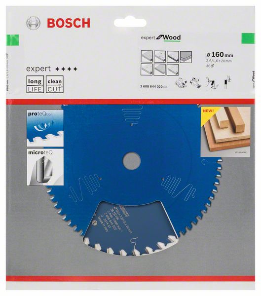 BOSCH Kreissägeblatt Expert for Wood, 160 x 20 x 2,6 mm, 36