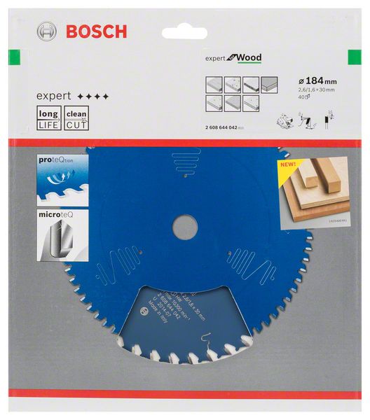 BOSCH Kreissägeblatt Expert for Wood, 184 x 30 x 2,6 mm, 40