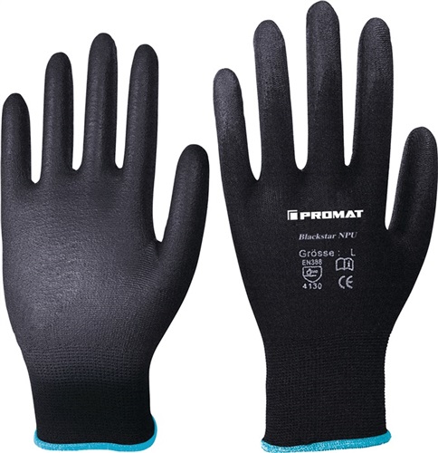 PROMAT Handschuhe Blackstar NPU Gr.9 (XL) schwarz EN 388 PSA II Nyl.m.PU PROMAT