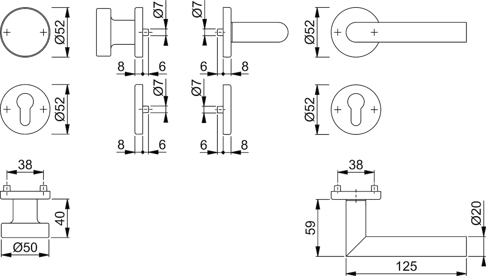 HOPPE® Wechselgarnitur mit Rosetten Amsterdam E58/42KV/42KVS/1400Z, Edelstahl, 12033565