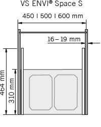 Abfalltrennsystem, ENVI-Space S, 600er, 2x15,5 l, hellgrau Vauth Sagel