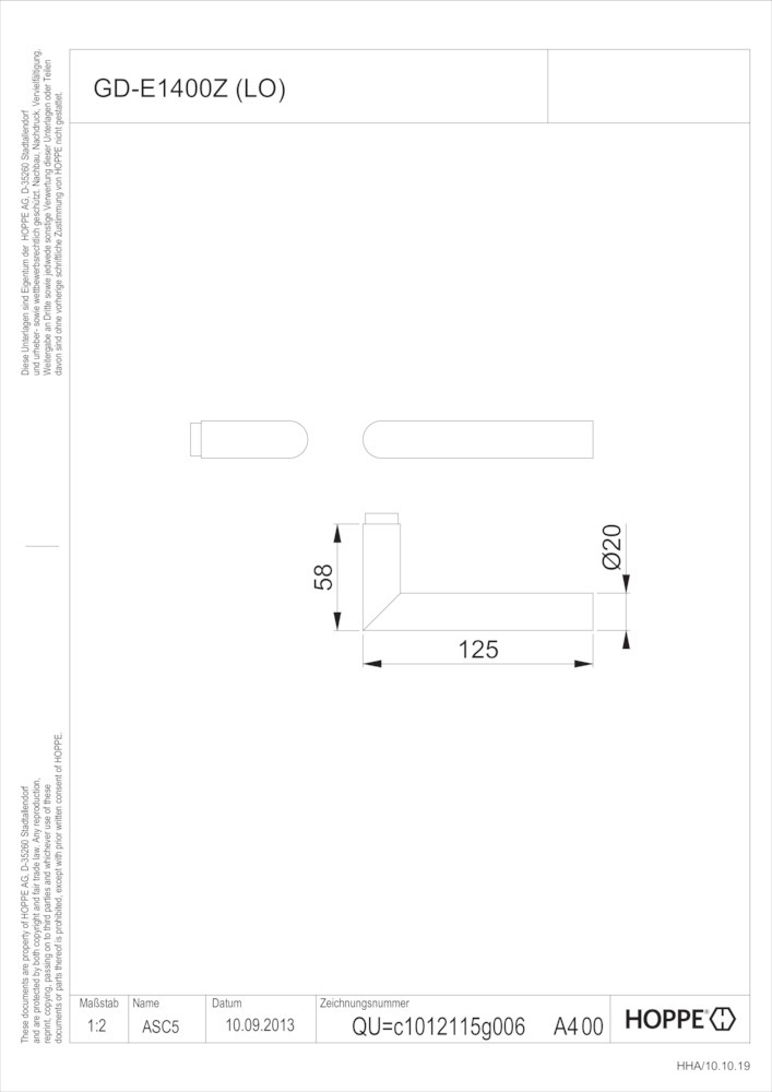 HOPPE® Drückerpaar Amsterdam GD-E1400Z, Edelstahl, 3449022