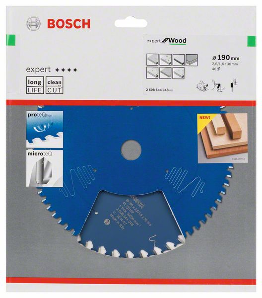 BOSCH Kreissägeblatt Expert for Wood, 190 x 30 x 2,6 mm, 40