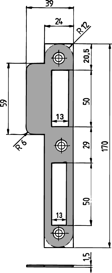 KFV Lappenschließblech LSS 5-N, Edelstahl,mit F+R,mit Feilnase 3116220