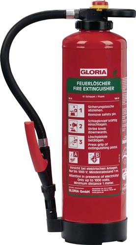 GLORIA Schaumfeuerlöscher 6l Aufladegerät Brandkl.34 A 144 B m.Wandh.GLORIA