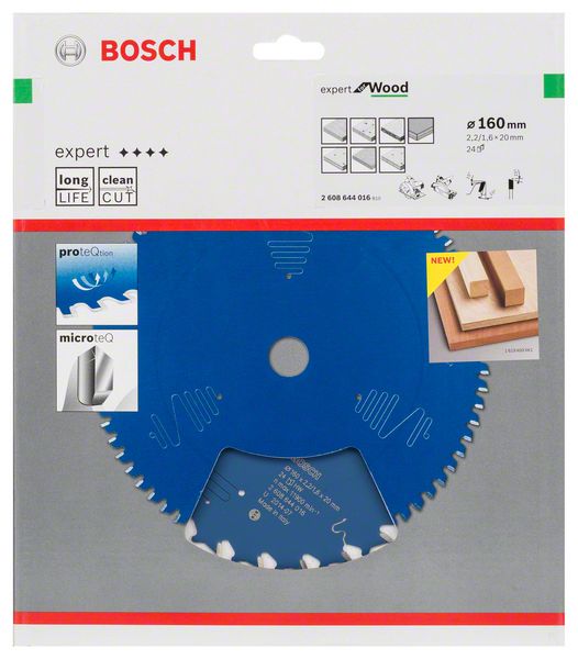 BOSCH Kreissägeblatt Expert for Wood, 160 x 20 x 2,2 mm, 24