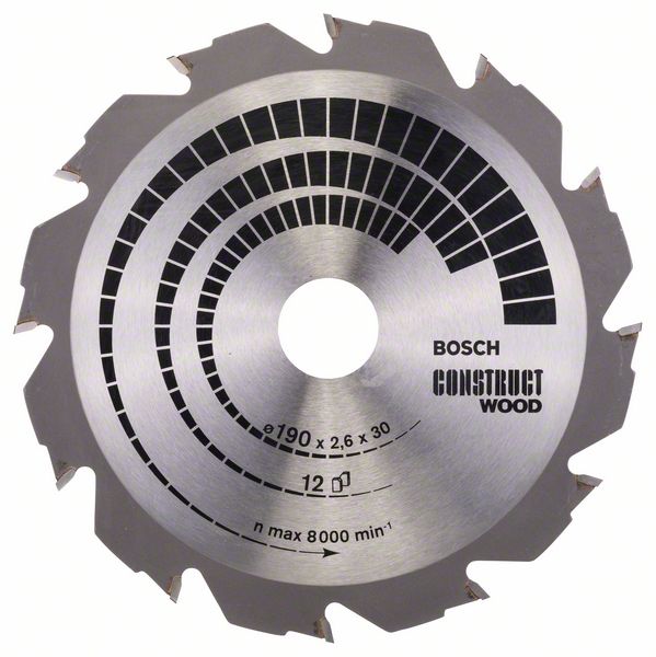 BOSCH Kreissägeblatt Construct Wood, 190 x 30 x 2,6 mm, 12