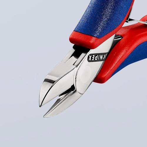 KNIPEX Elektronikseitenschneider L.115mm Form 2 Facette nein 2K-Hülle spiegelpol.KNIPEX