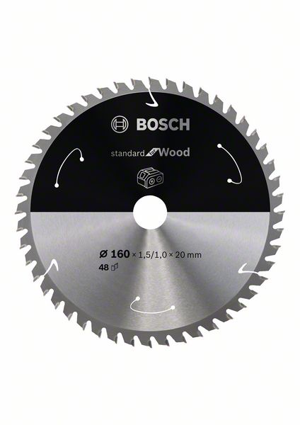 BOSCH Akku-Kreissägeblatt Standard for Wood, 160 x 1,5/1 x 20, 48 Zähne