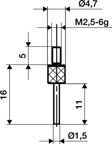 KÄFER Messeins.D.1,5mm L.30mm Stift M2,5 STA z.Messuhren KÄFER