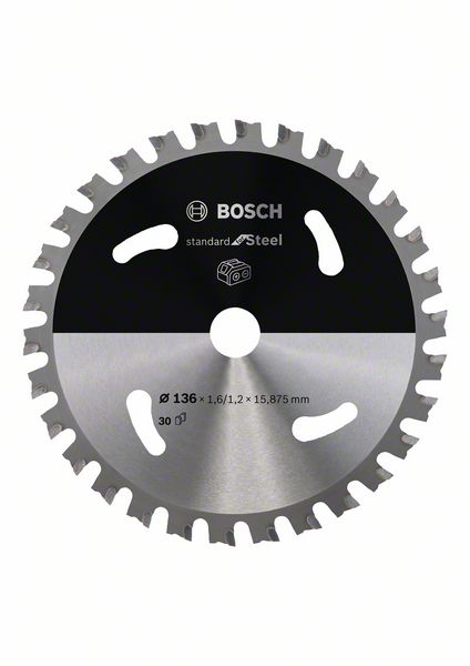 BOSCH Akku-Kreissägeblatt Standard for Steel, 136 x 1,6/1,2 x 15,875, 30 Zähne