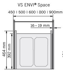 Abfalltrennsystem, ENVI-Space, 600er, 1x22/2x10 l, lavagrau Vauth Sagel
