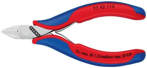 KNIPEX Elektronikseitenschneider L.115mm Form 4 Facette nein 2K-Hülle spiegelpol.KNIPEX