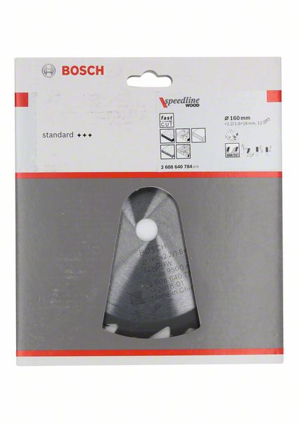 BOSCH Kreissägeblatt Speedline Wood, 160 x 16 x 2,2 mm, 12