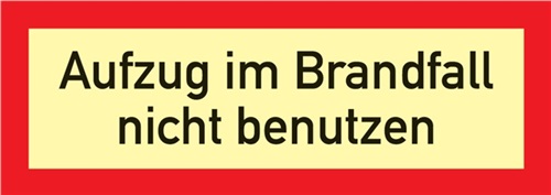 Nordwest Brandschutzzeichen DIN 4066 L297xB105mm Aufzug im Brandfall n.benutzen Ku.