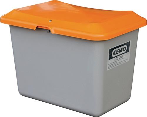 CEMO Streugutbehälter L890xB600xH640mm 200l GFK grau/orange o.Entnahmeöffnung CEMO