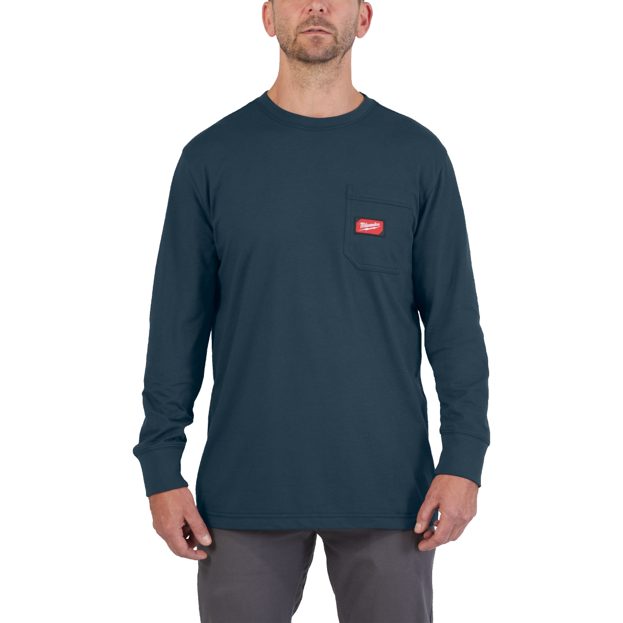 MILWAUKEE Arbeits-Langarm-Shirt blau mit UV-Schutz WTLSBLU-L