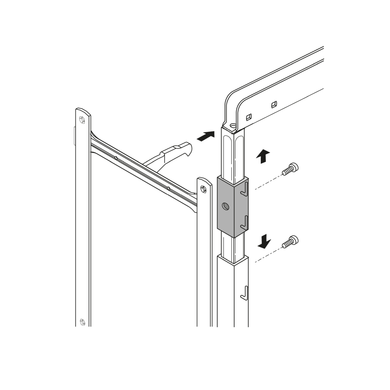 HETTICH Korbhalter für höhenverstellbaren Tragrahmen (Dispensa 90°), silber, 74848