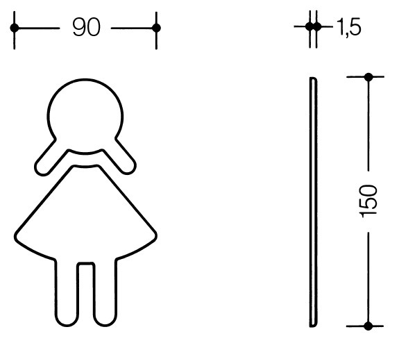 HEWI Symbol Damen 710XA.150.2, Edelstahl, 710XA.150.2