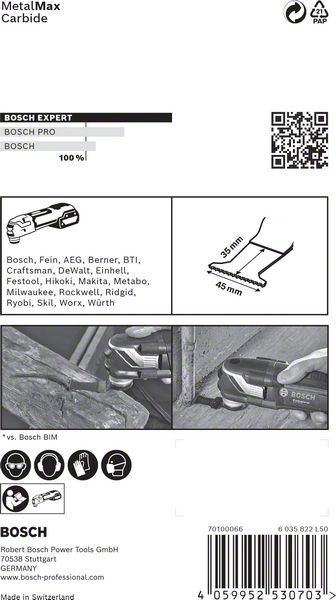 BOSCH EXPERT MetalMax AIZ 45 AIT Blatt für Multifunktionswerkzeuge, 45 mm. Für oszillierende Multifunktionswerkzeuge