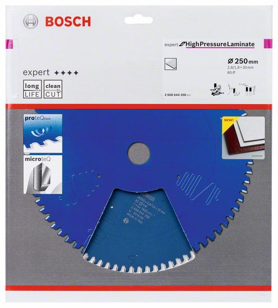 BOSCH Kreissägeblatt Expert for High Pressure Laminate, 250 x 30 x 2,8 mm, 80