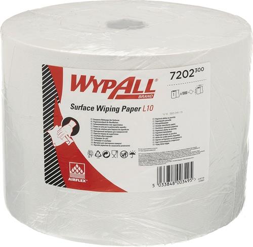 WYPALL Putztuch WYPALL L10 EXTRA 7202 L380xB235ca.mm weiß 1-lagig,perforiert