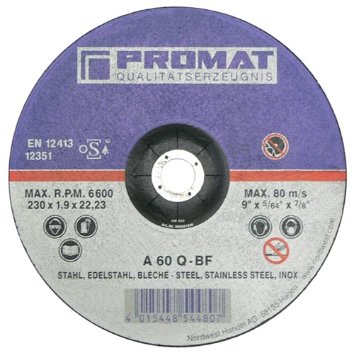 PROMAT Trennscheibe INOX D125x1mm ger.INOX Bohr.22,23mm PROMAT