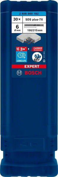 BOSCH EXPERT SDS plus-7X Hammerbohrer, 6 x 150 x 215 mm, 30-tlg.. Für Bohrhämmer