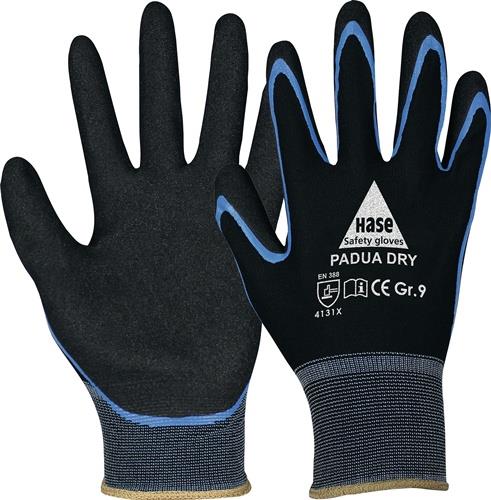 HASE Handschuhe Padua Dry Gr.9 schwarz/blau EN 388 PSA II HASE