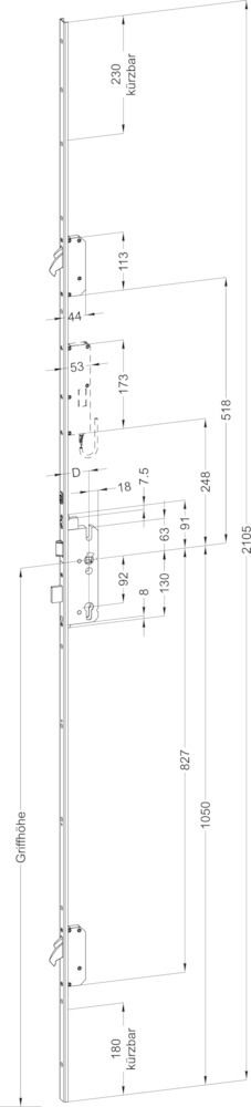 WINKHAUS Selbstverriegelnde-Mehrfachverriegelung STV AV3-U2488 M2, 8/92 ...